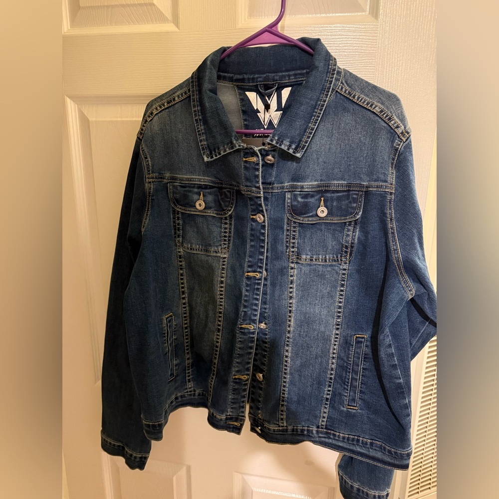 White Mark Dark Blue Denim Jacket